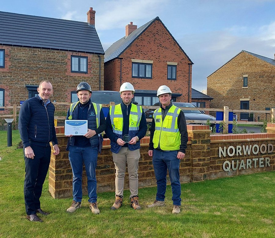 Miller Homes present LJ Construction with their Miller Homes South Midlands Sub Contractor of the Quarter (Q3) for the Norwood Quarter Development award